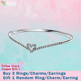 925 Silver Bangle Heart Friendship Bangles Women Jewelry