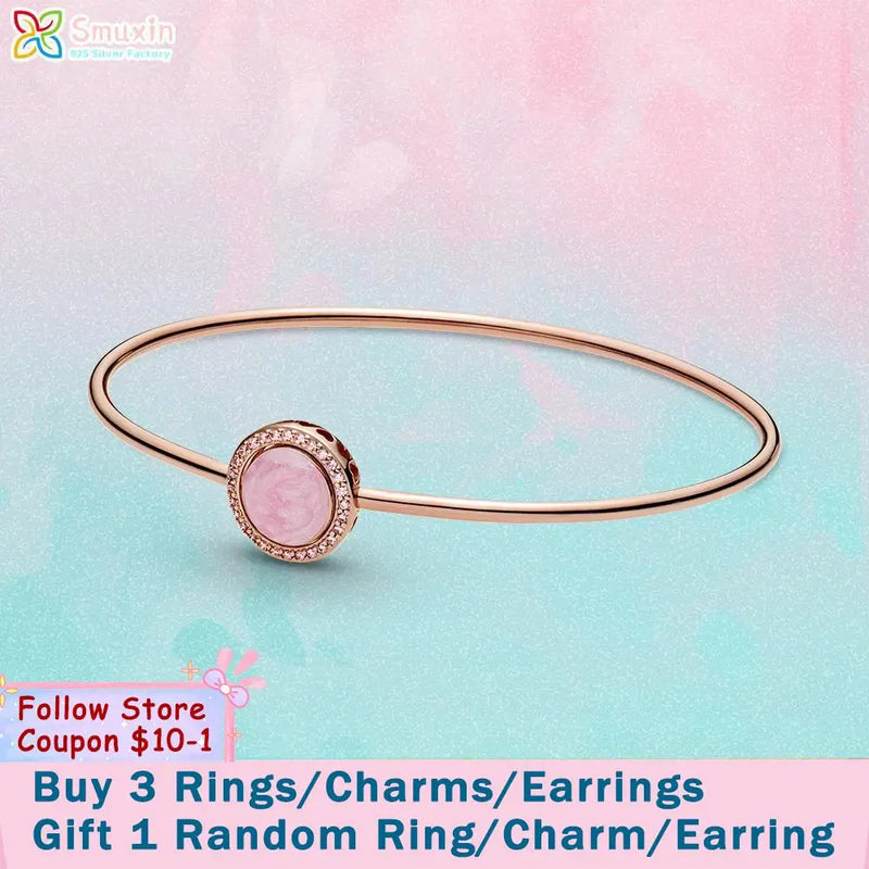 925 Silver Bracelet Sparkling Wishbone Heart Bangle Friendship Bangles