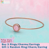 925 Silver Bracelet Sparkling Wishbone Heart Bangle Friendship Bangles