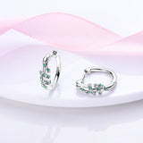 925 Silver Aquamarine Glass Rainbow Stud Earrings