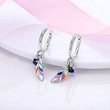 925 Silver Aquamarine Glass Rainbow Stud Earrings