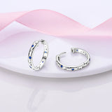 925 Silver Aquamarine Glass Rainbow Stud Earrings