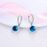 925 Silver Aquamarine Glass Rainbow Stud Earrings