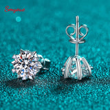 0.3-2CT Real Moissanite Stud Earrings S925 Sterling Silver Jewelry
