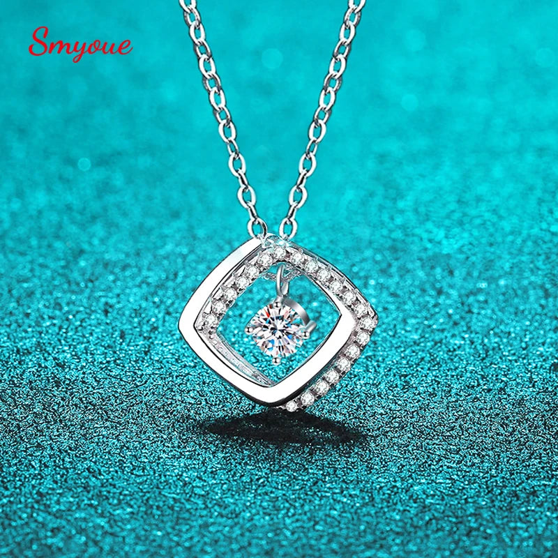 Smyoue 0.3ct 4mm Moissanite Necklace Heart Pendant S925 Silver Jewelry