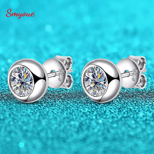 0.5/0.3 Rhodium Plated Moissanite Earring Studs for Women