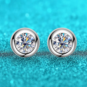 0.5/0.3 Rhodium Plated Moissanite Earring Studs for Women