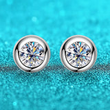 0.5/0.3 Rhodium Plated Moissanite Earring Studs for Women