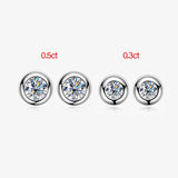 0.5/0.3 Rhodium Plated Moissanite Earring Studs for Women