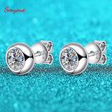 0.5/0.3 Rhodium Plated Moissanite Earring Studs for Women