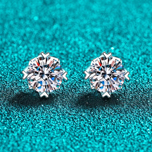 0.5-2CT Real Moissanite Stud Earrings for Women in Sterling Silver 925