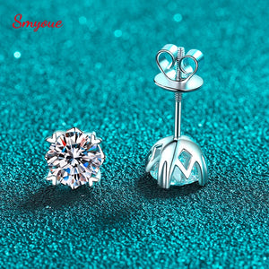 0.5-2CT Real Moissanite Stud Earrings for Women in Sterling Silver 925
