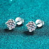 0.5-2CT Real Moissanite Stud Earrings for Women in Sterling Silver 925