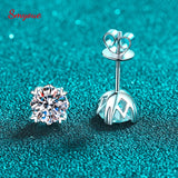 0.5-2CT Real Moissanite Stud Earrings for Women in Sterling Silver 925
