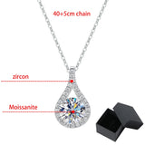 Real Moissanite Necklace for Women S925 Sterling Silver Water Drop Pendant