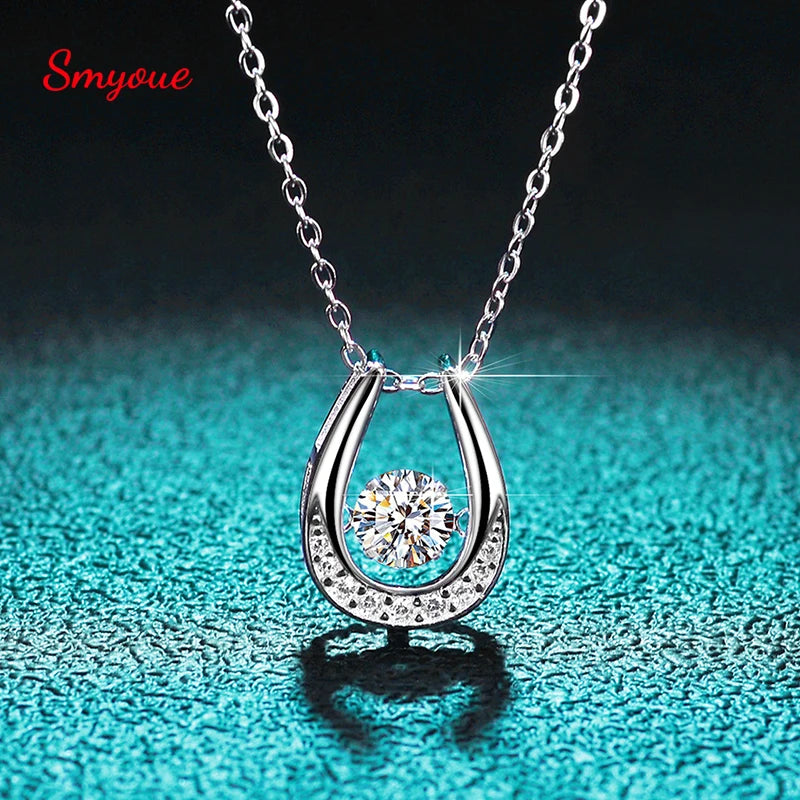 1ct 0.5ct D Moissanite Necklace Beating Heart S925 Sterling Silver Pendant