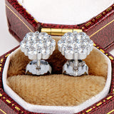 3mm Full Moissanite Studs Earrings for Women 7 Stones Flower Wedding Jewelry