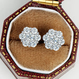 3mm Full Moissanite Studs Earrings for Women 7 Stones Flower Wedding Jewelry