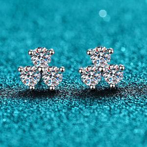 3mm Moissanite Stud Earring Rhodium Plated 925 Silver