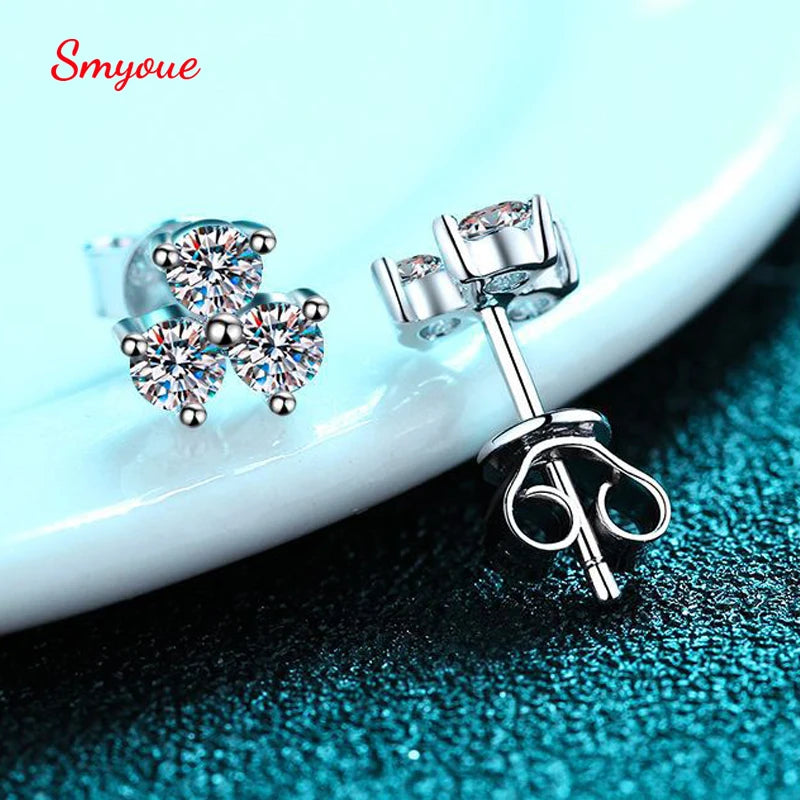 3mm Moissanite Stud Earring Rhodium Plated 925 Silver