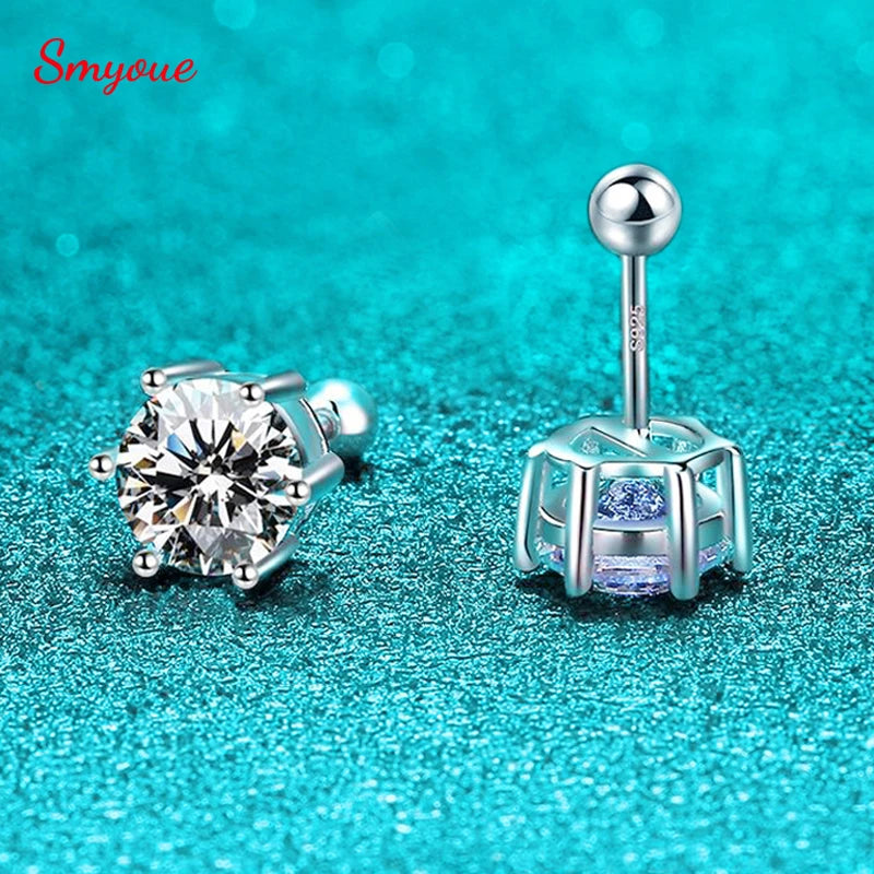 6.5mm Moissanite Stud Earrings S925 Rhodium Plated Jewelry