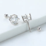 6.5mm Moissanite Stud Earrings S925 Rhodium Plated Jewelry
