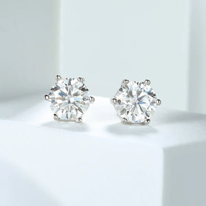 6.5mm Moissanite Stud Earrings S925 Rhodium Plated Jewelry