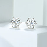 6.5mm Moissanite Stud Earrings S925 Rhodium Plated Jewelry