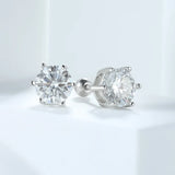 6.5mm Moissanite Stud Earrings S925 Rhodium Plated Jewelry
