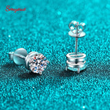 0.3-2CT Screw Moissanite Stud Earrings 100% S925 Sterling Silver Jewelry