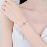 1CT Moissanite Bracelet Women Round Cut S925 Silver Adjustable Chain