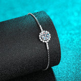 1CT Moissanite Bracelet Women Round Cut S925 Silver Adjustable Chain