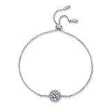 1CT Moissanite Bracelet Women Round Cut S925 Silver Adjustable Chain