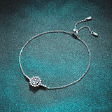 1CT Moissanite Bracelet Women Round Cut S925 Silver Adjustable Chain