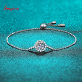 1CT Moissanite Bracelet Women Round Cut S925 Silver Adjustable Chain
