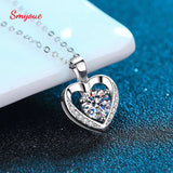 Smyoue 1.0ct Moissanite Heart Necklace S925 Silver Pendant
