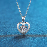 Smyoue 1.0ct Moissanite Heart Necklace S925 Silver Pendant