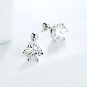 D 1.0CT 6.5mm Moissanite Stud Earrings 925 Silver Jewelry