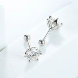 D 1.0CT 6.5mm Moissanite Stud Earrings 925 Silver Jewelry
