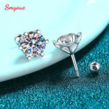 D 1.0CT 6.5mm Moissanite Stud Earrings 925 Silver Jewelry