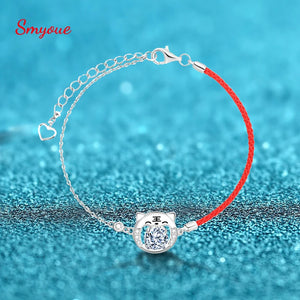 Moissanite Tiger Red String Bracelet 925 Sterling Silver