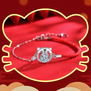 Moissanite Tiger Red String Bracelet 925 Sterling Silver