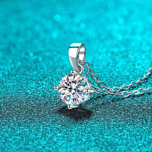 Smyoue Rhodium Plated Moissanite Pendant Women S925 Silver Necklace