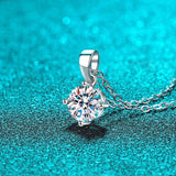 Smyoue Rhodium Plated Moissanite Pendant Women S925 Silver Necklace