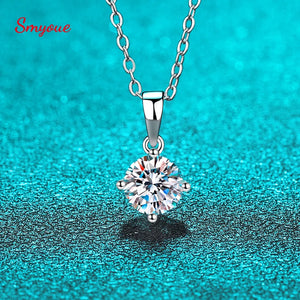 Smyoue Rhodium Plated Moissanite Pendant Women S925 Silver Necklace