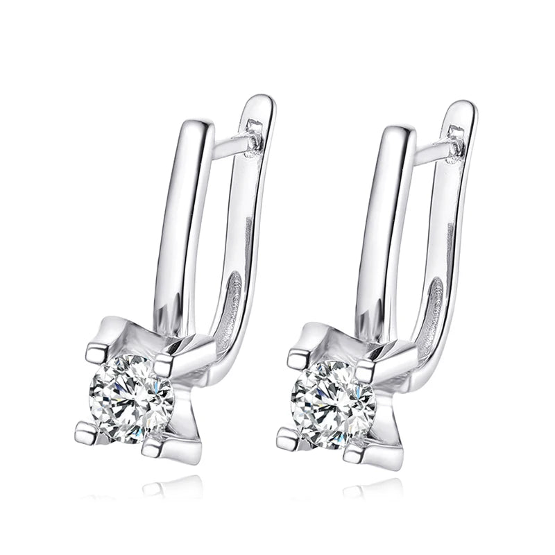Smyoue 0.5CT Moissanite Hoop Earrings Rhodium Plated 925 Sterling Silver Jewelry