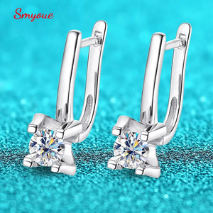 Smyoue 0.5CT Moissanite Hoop Earrings Rhodium Plated 925 Sterling Silver Jewelry