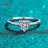 Heart Cut Moissanite Ring 0.5ct S925 Silver Lab Diamond Band Jewelry