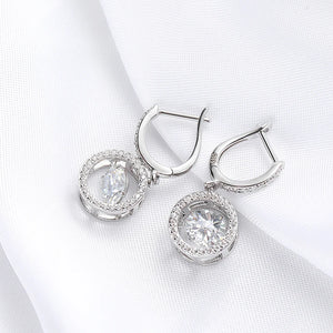 S925 Silver 0.5/1CT Moissanite Heart Drop Earrings for Women