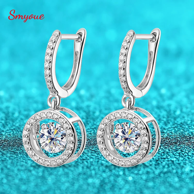 S925 Silver 0.5/1CT Moissanite Heart Drop Earrings for Women